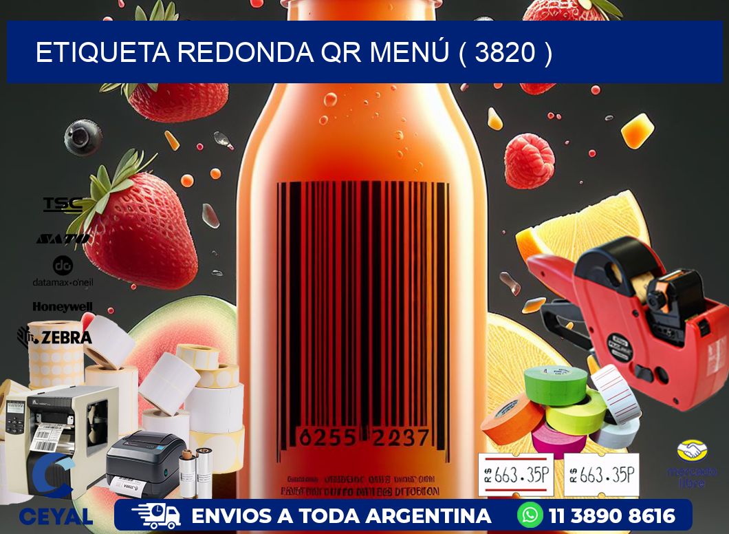 ETIQUETA REDONDA QR MENÚ ( 3820 )