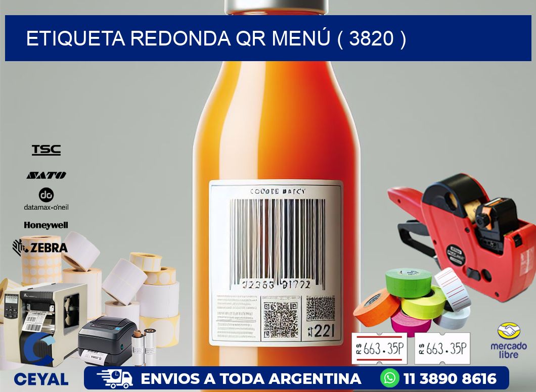 ETIQUETA REDONDA QR MENÚ ( 3820 )