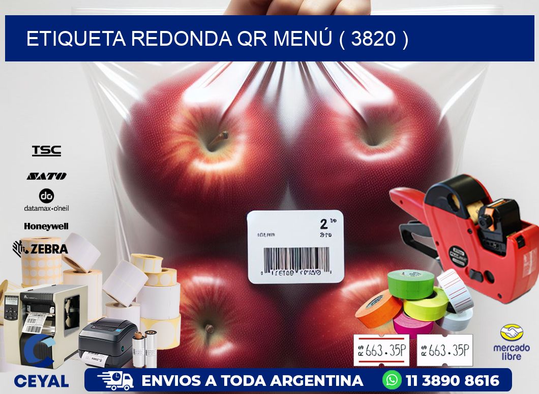 ETIQUETA REDONDA QR MENÚ ( 3820 )