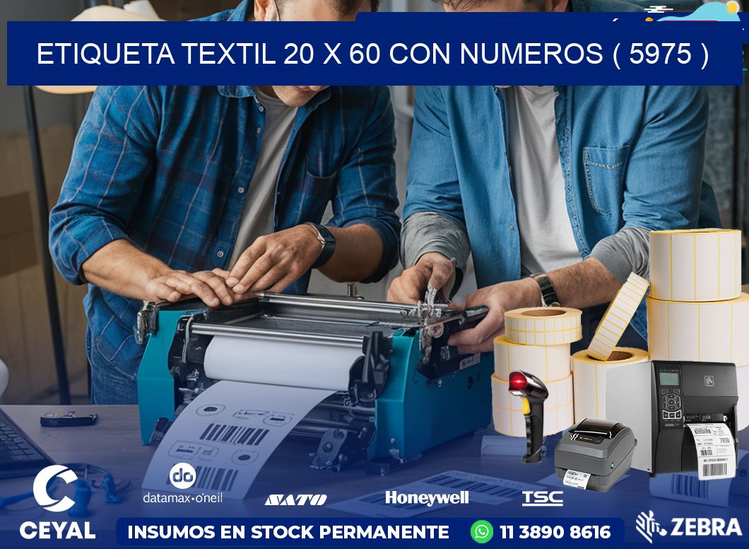 ETIQUETA TEXTIL 20 X 60 CON NUMEROS ( 5975 )