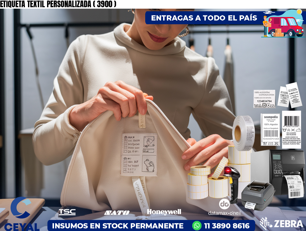 ETIQUETA TEXTIL PERSONALIZADA ( 3900 )