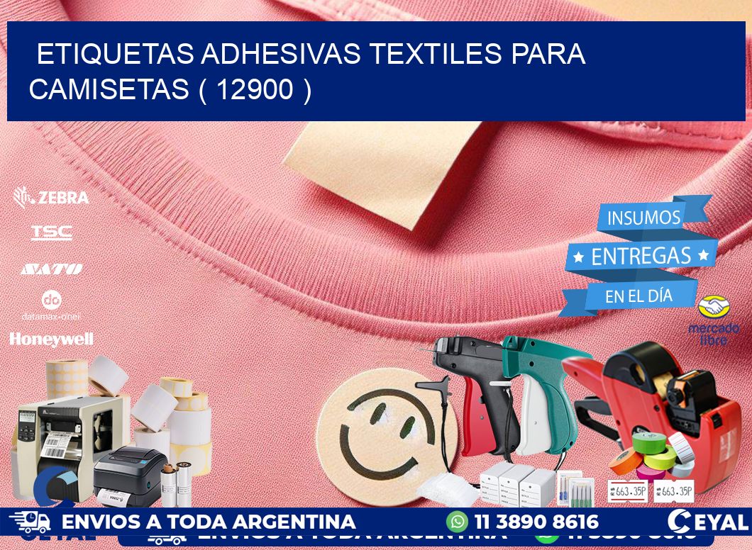 ETIQUETAS ADHESIVAS TEXTILES PARA CAMISETAS ( 12900 )