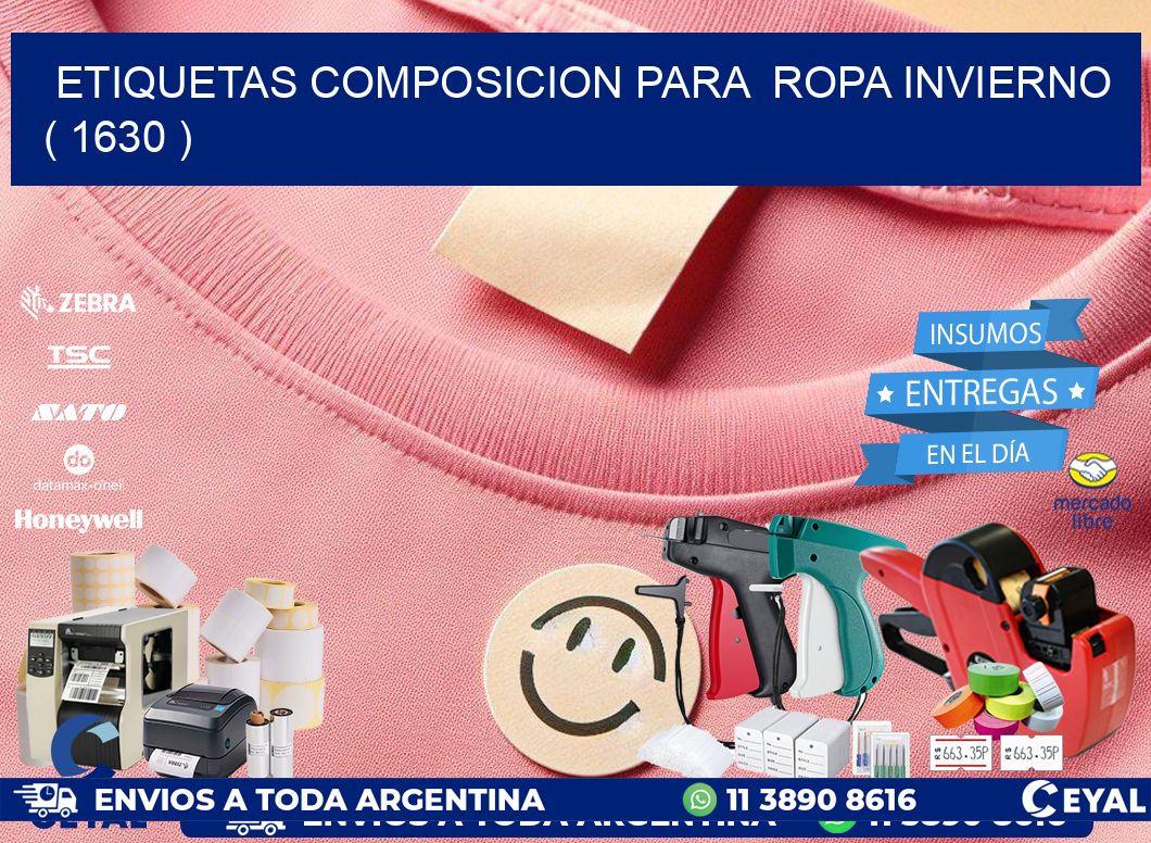 ETIQUETAS COMPOSICION PARA  ROPA INVIERNO   ( 1630 )