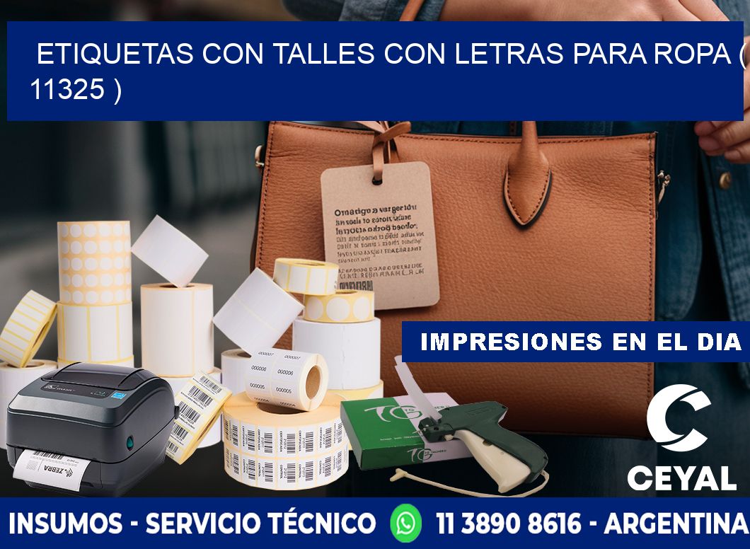 ETIQUETAS CON TALLES CON LETRAS PARA ROPA ( 11325 )