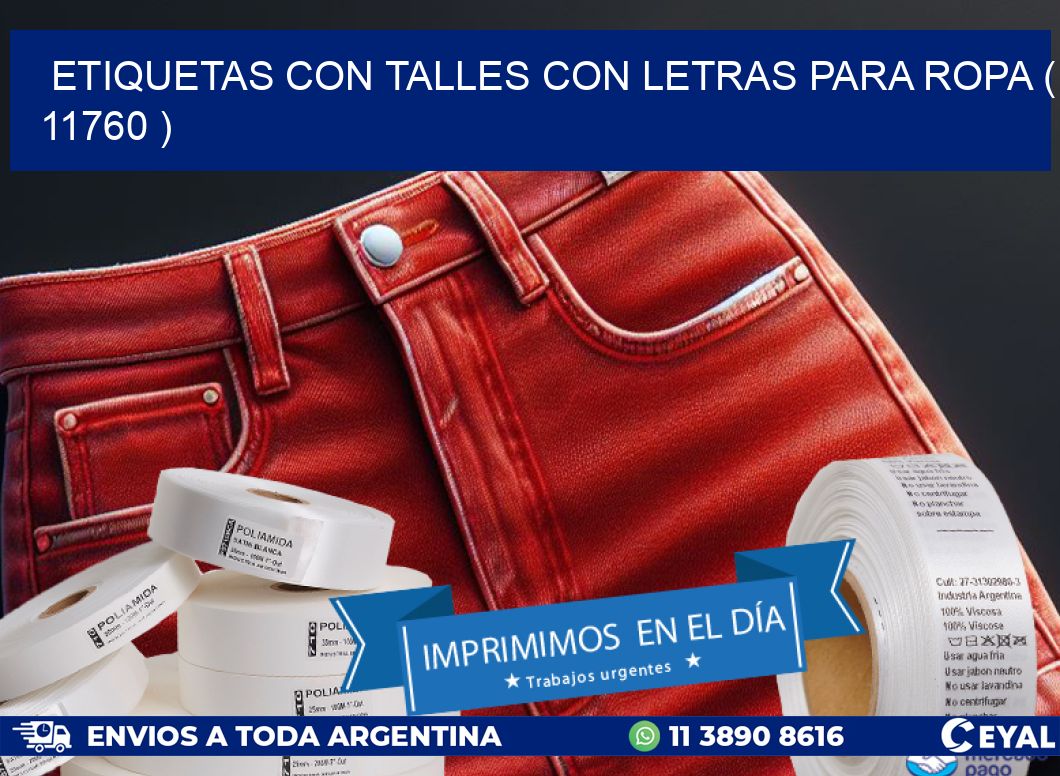 ETIQUETAS CON TALLES CON LETRAS PARA ROPA ( 11760 )