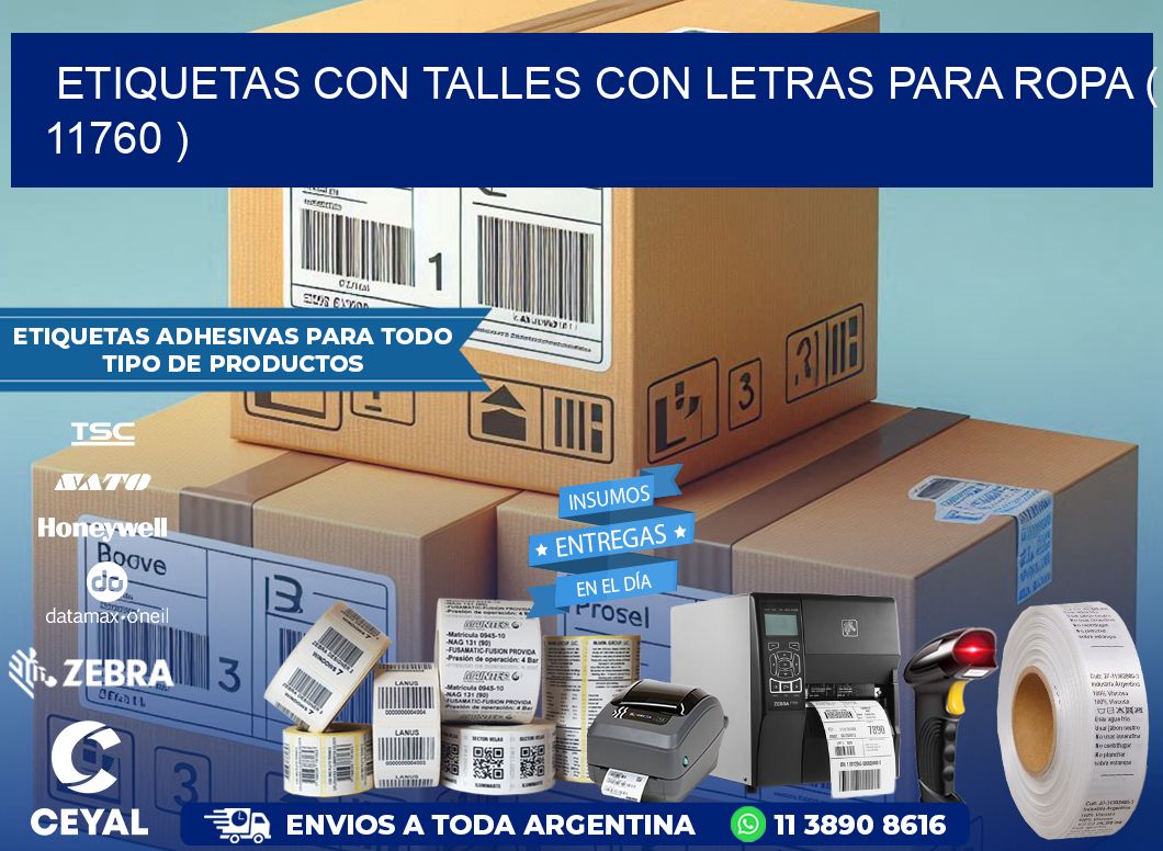 ETIQUETAS CON TALLES CON LETRAS PARA ROPA ( 11760 )