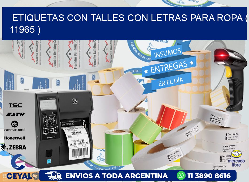 ETIQUETAS CON TALLES CON LETRAS PARA ROPA ( 11965 )