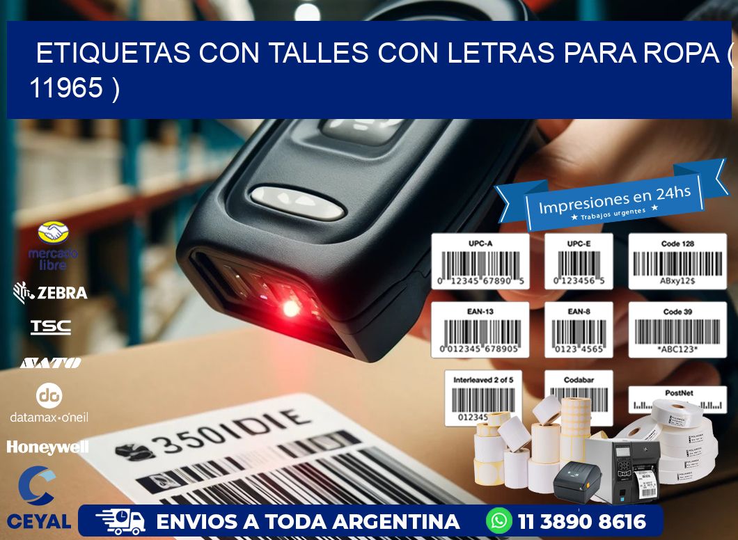 ETIQUETAS CON TALLES CON LETRAS PARA ROPA ( 11965 )