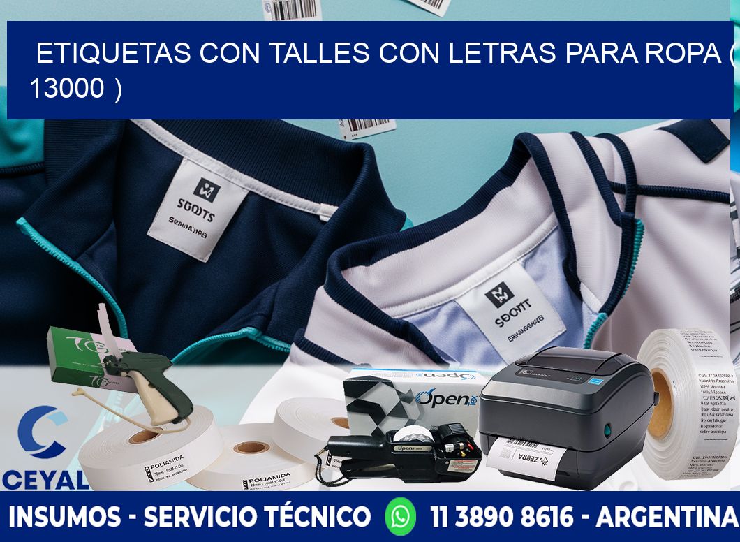 ETIQUETAS CON TALLES CON LETRAS PARA ROPA ( 13000 )