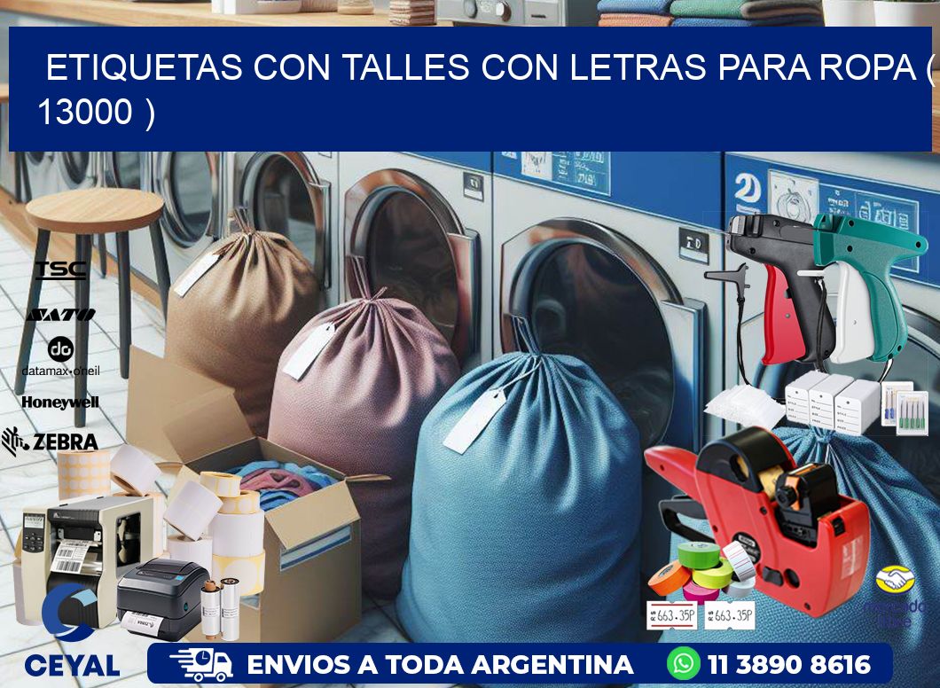 ETIQUETAS CON TALLES CON LETRAS PARA ROPA ( 13000 )