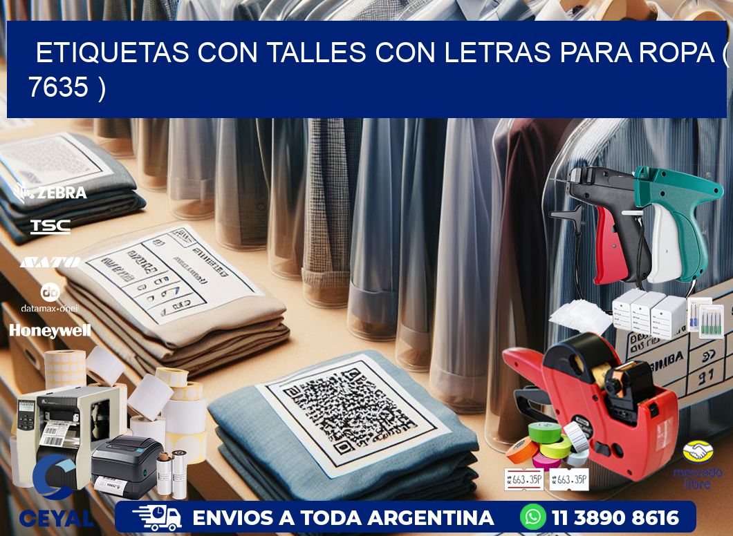 ETIQUETAS CON TALLES CON LETRAS PARA ROPA ( 7635 )