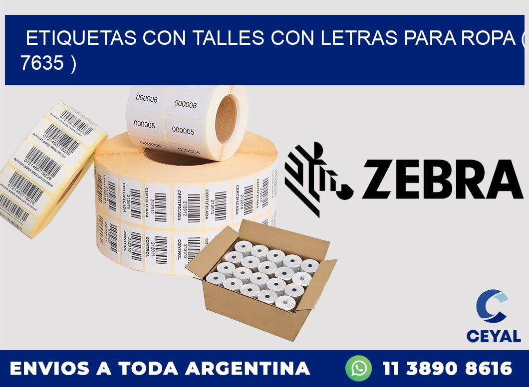 ETIQUETAS CON TALLES CON LETRAS PARA ROPA ( 7635 )
