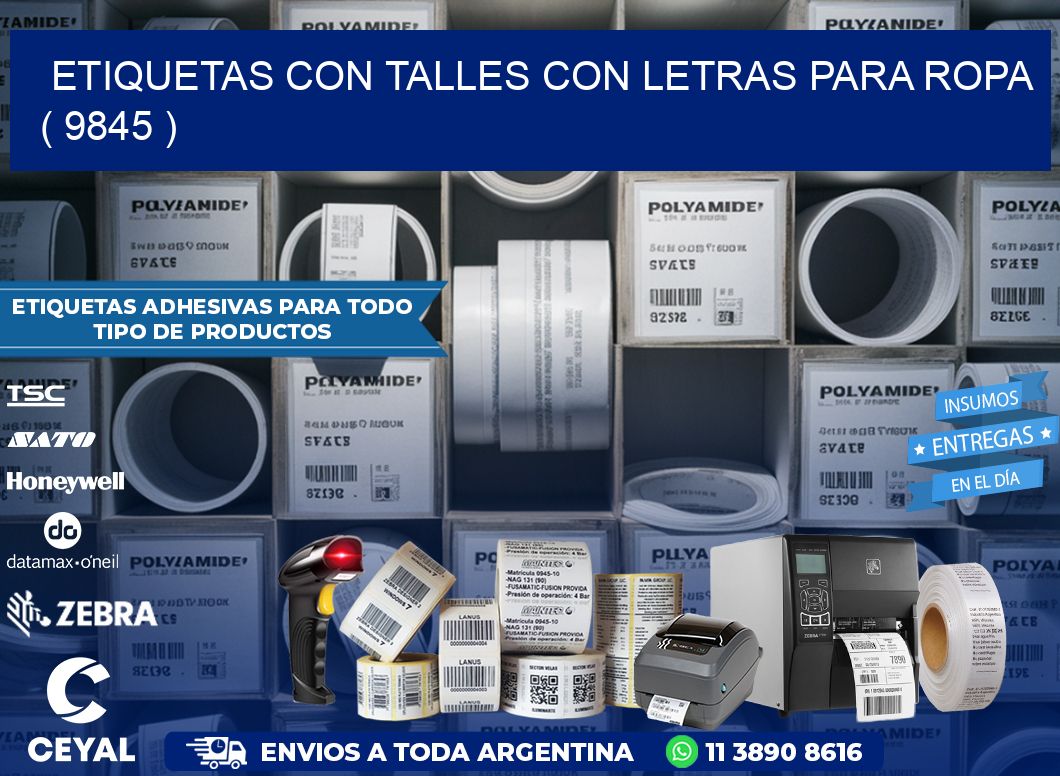 ETIQUETAS CON TALLES CON LETRAS PARA ROPA   ( 9845 )