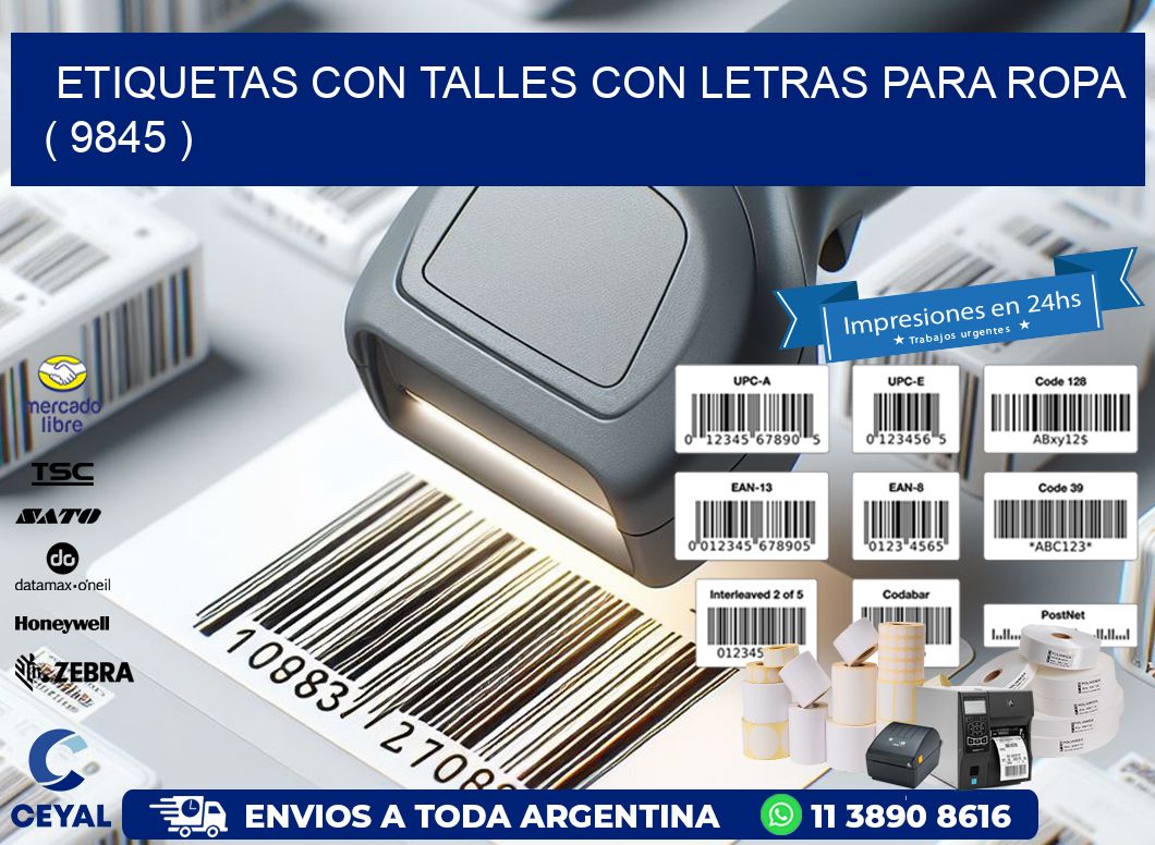 ETIQUETAS CON TALLES CON LETRAS PARA ROPA   ( 9845 )