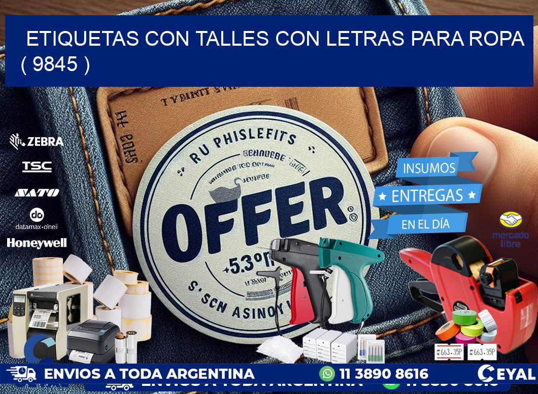 ETIQUETAS CON TALLES CON LETRAS PARA ROPA   ( 9845 )