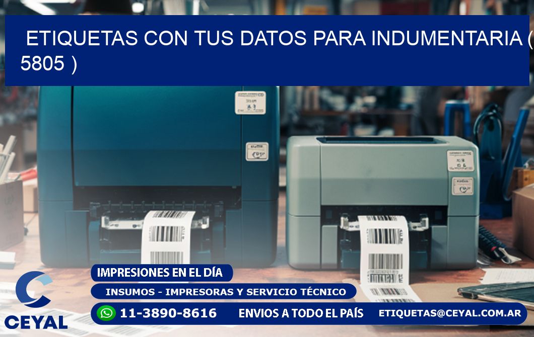 ETIQUETAS CON TUS DATOS PARA INDUMENTARIA ( 5805 )