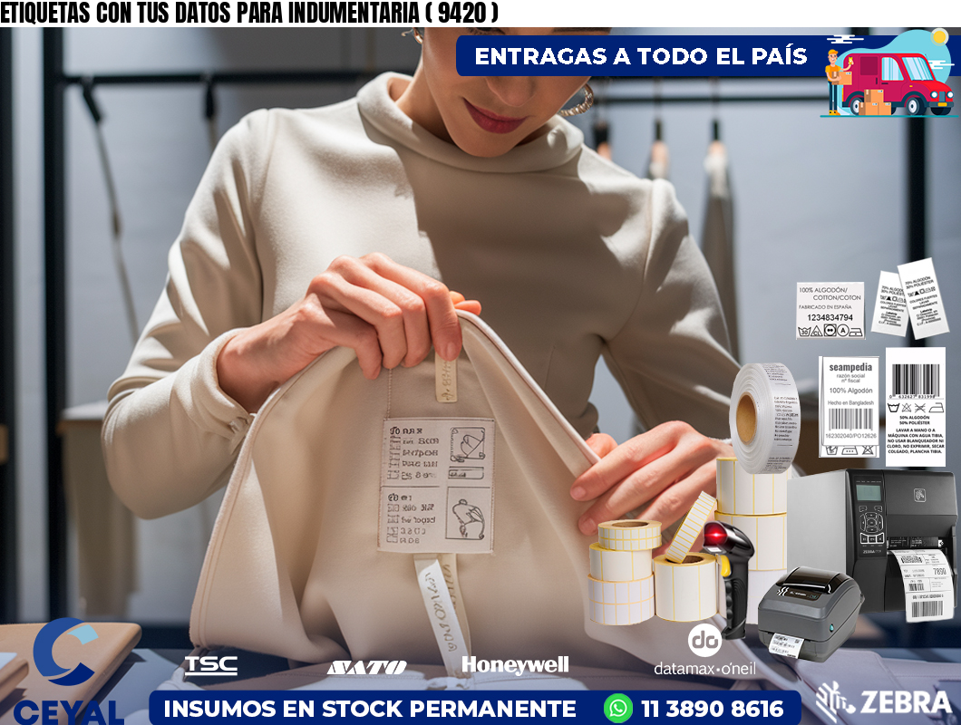 ETIQUETAS CON TUS DATOS PARA INDUMENTARIA ( 9420 )