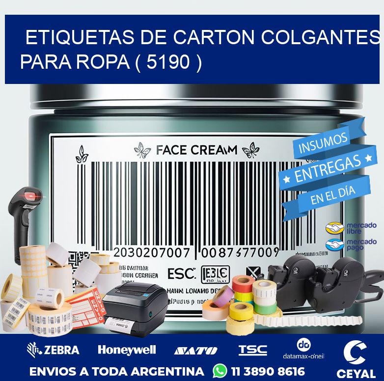 ETIQUETAS DE CARTON COLGANTES PARA ROPA ( 5190 )