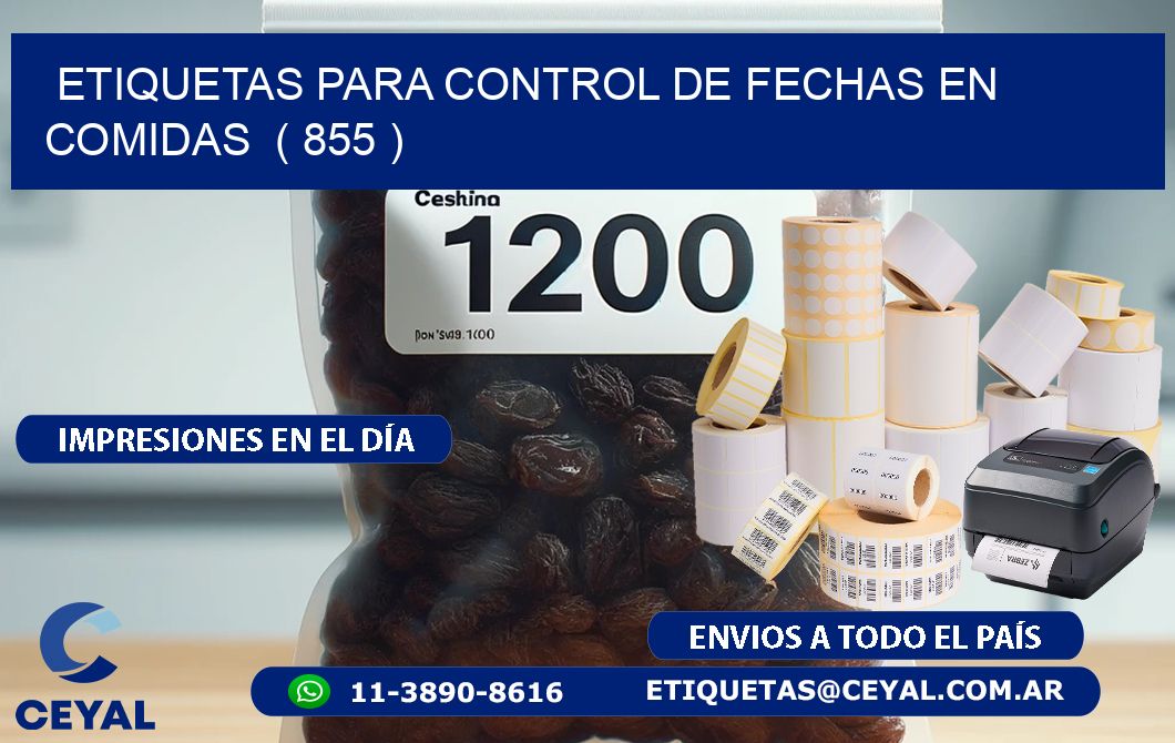 ETIQUETAS PARA CONTROL DE FECHAS EN COMIDAS  ( 855 )