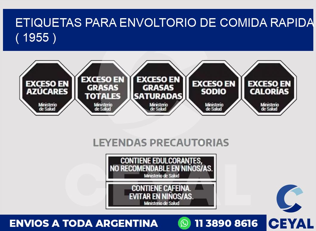 ETIQUETAS PARA ENVOLTORIO DE COMIDA RAPIDA  ( 1955 )