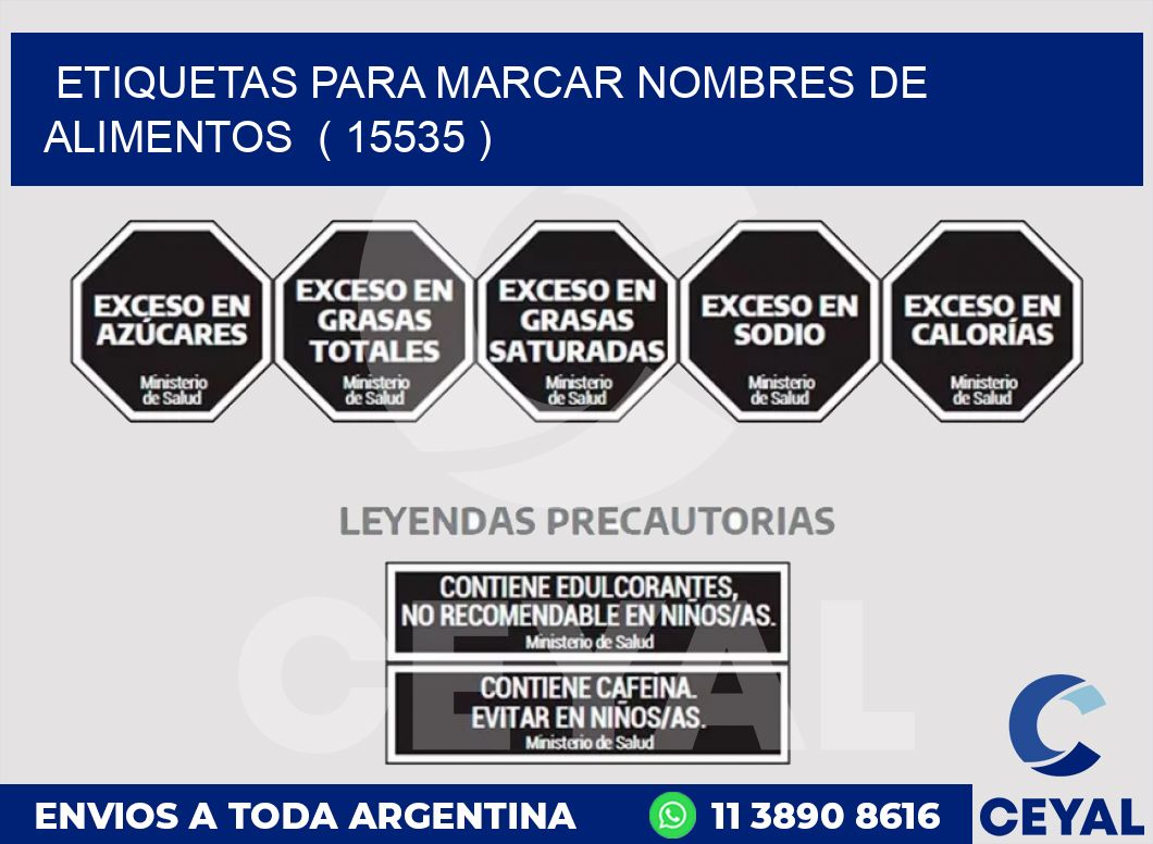 ETIQUETAS PARA MARCAR NOMBRES DE ALIMENTOS  ( 15535 )