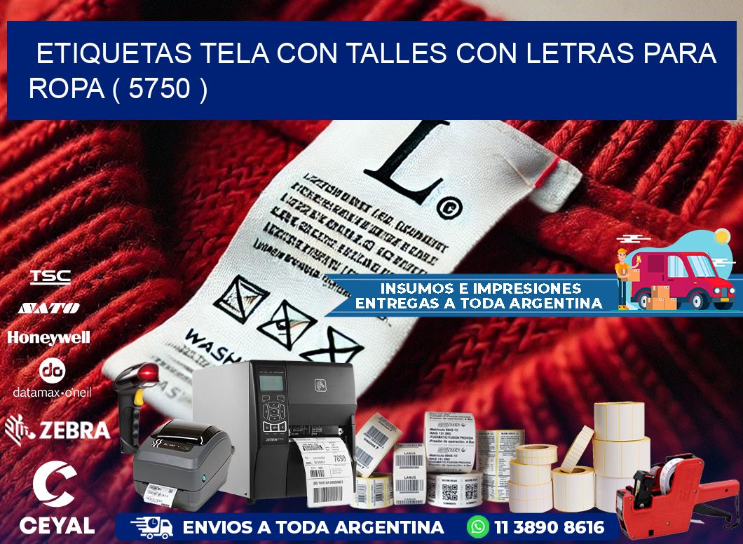 ETIQUETAS TELA CON TALLES CON LETRAS PARA ROPA ( 5750 )