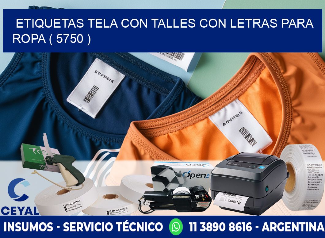 ETIQUETAS TELA CON TALLES CON LETRAS PARA ROPA ( 5750 )