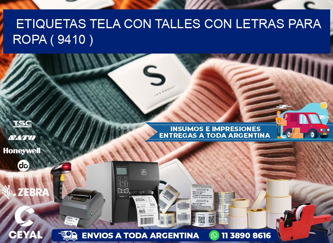 ETIQUETAS TELA CON TALLES CON LETRAS PARA ROPA ( 9410 )