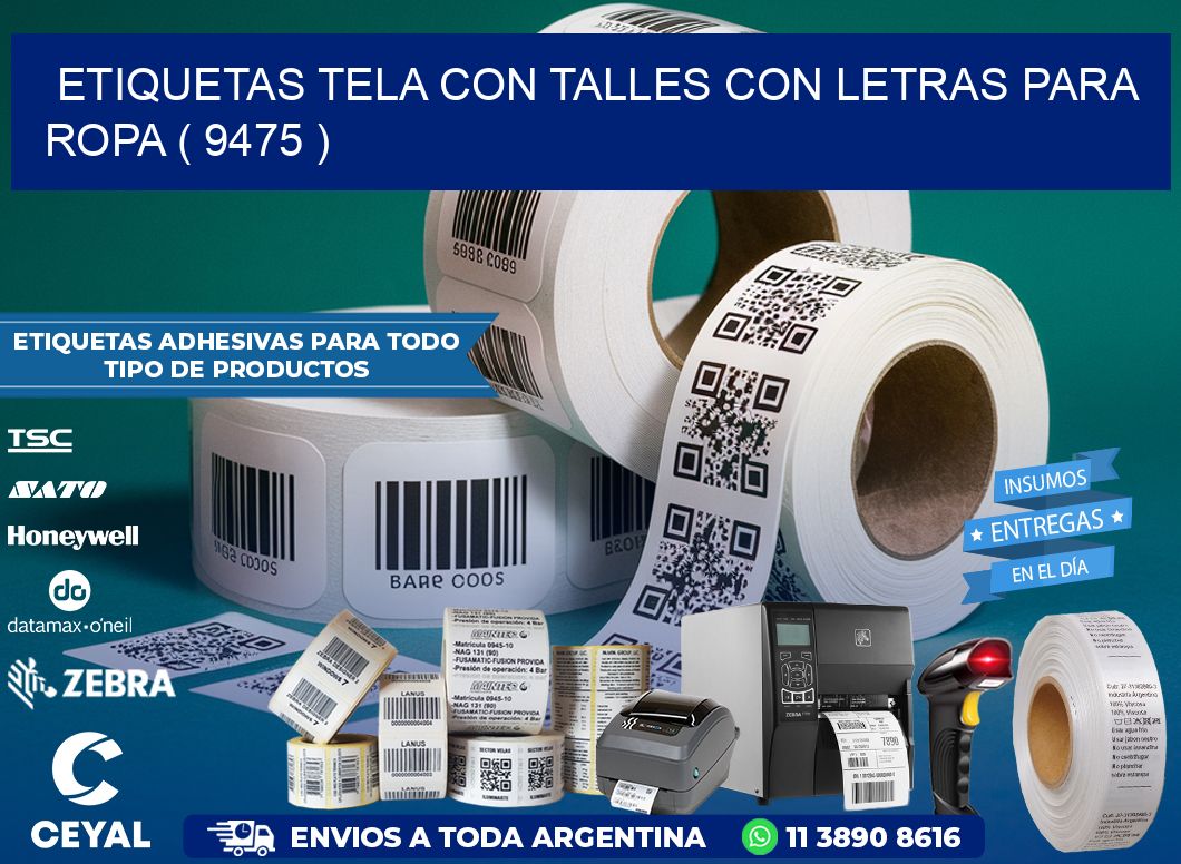 ETIQUETAS TELA CON TALLES CON LETRAS PARA ROPA ( 9475 )