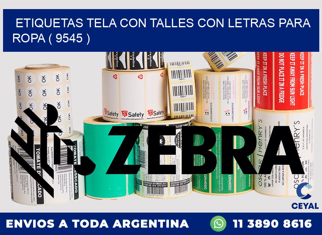 ETIQUETAS TELA CON TALLES CON LETRAS PARA ROPA ( 9545 )