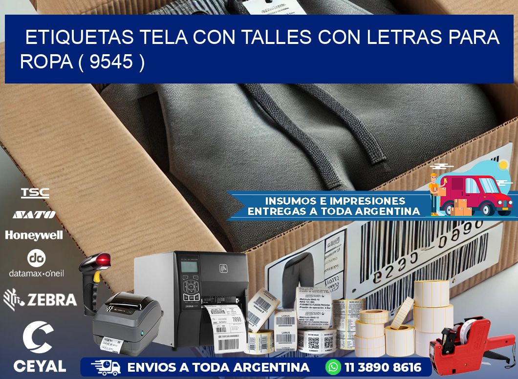 ETIQUETAS TELA CON TALLES CON LETRAS PARA ROPA ( 9545 )