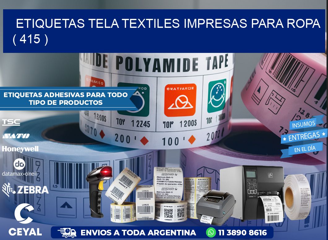 ETIQUETAS TELA TEXTILES IMPRESAS PARA ROPA   ( 415 )