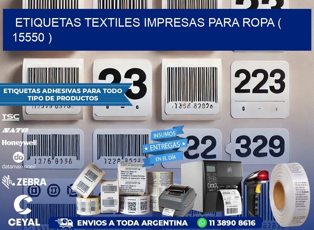 ETIQUETAS TEXTILES IMPRESAS PARA ROPA ( 15550 )