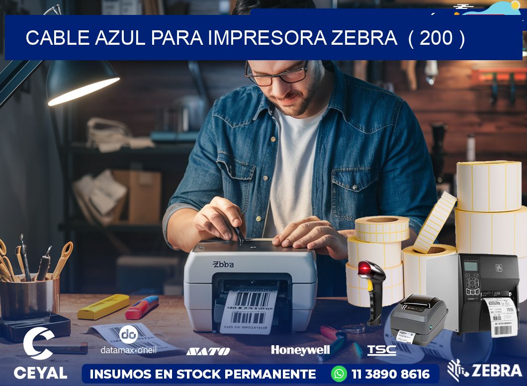 cable azul para impresora zebra  ( 200 )