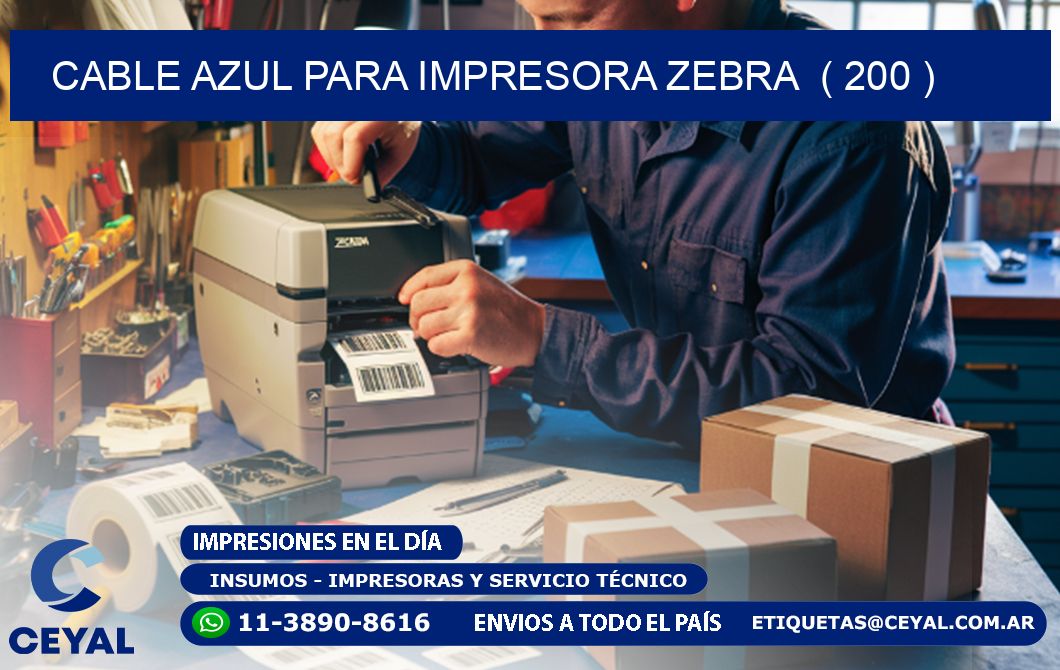 cable azul para impresora zebra  ( 200 )