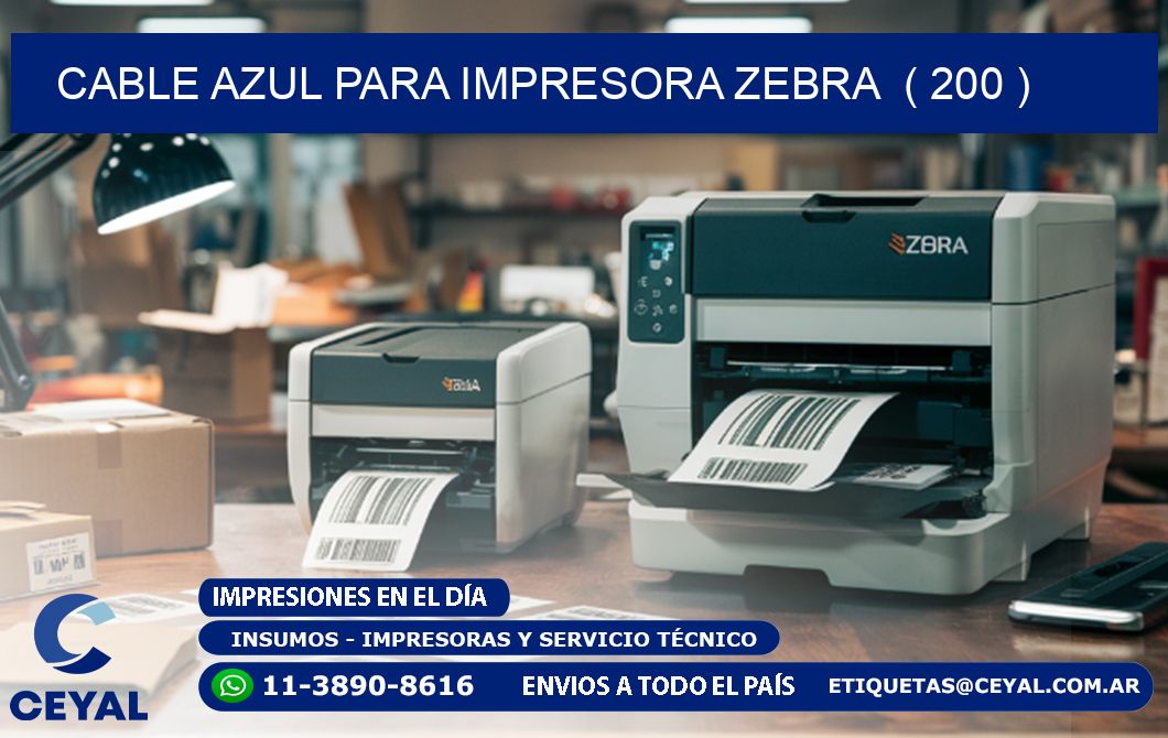 cable azul para impresora zebra  ( 200 )