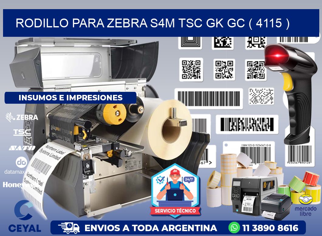 rodillo para zebra S4M TSC GK GC ( 4115 )