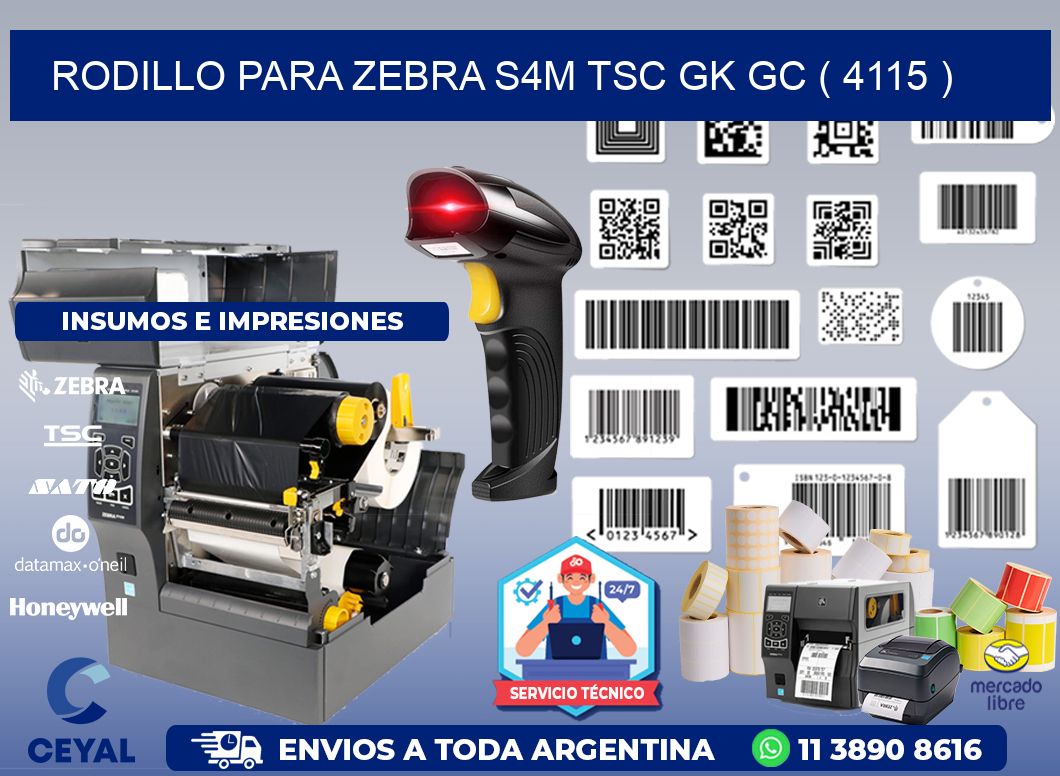 rodillo para zebra S4M TSC GK GC ( 4115 )