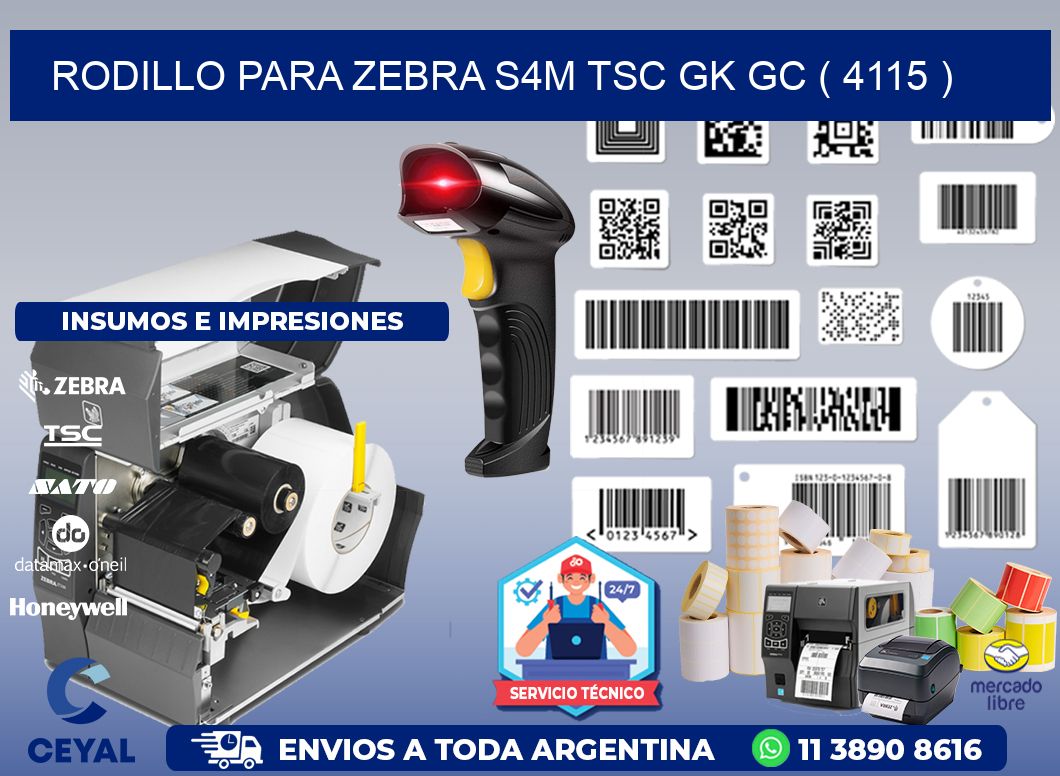 rodillo para zebra S4M TSC GK GC ( 4115 )