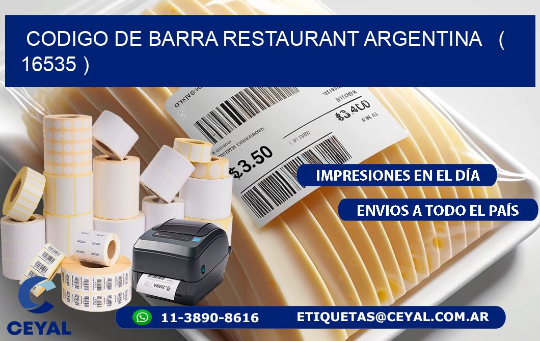 CODIGO DE BARRA RESTAURANT ARGENTINA   ( 16535 )