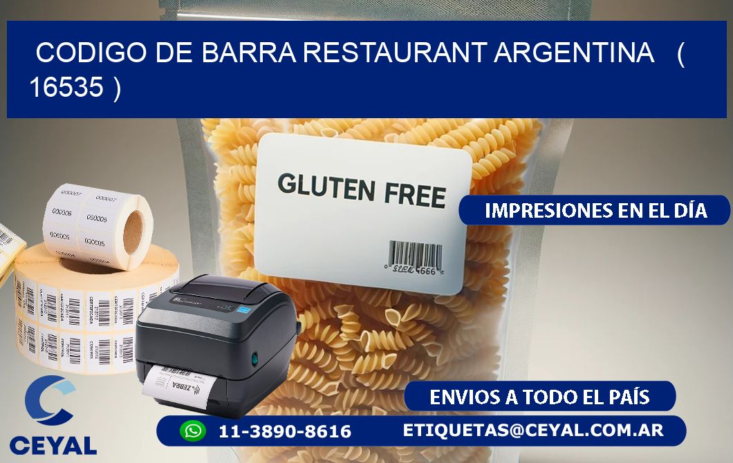 CODIGO DE BARRA RESTAURANT ARGENTINA   ( 16535 )