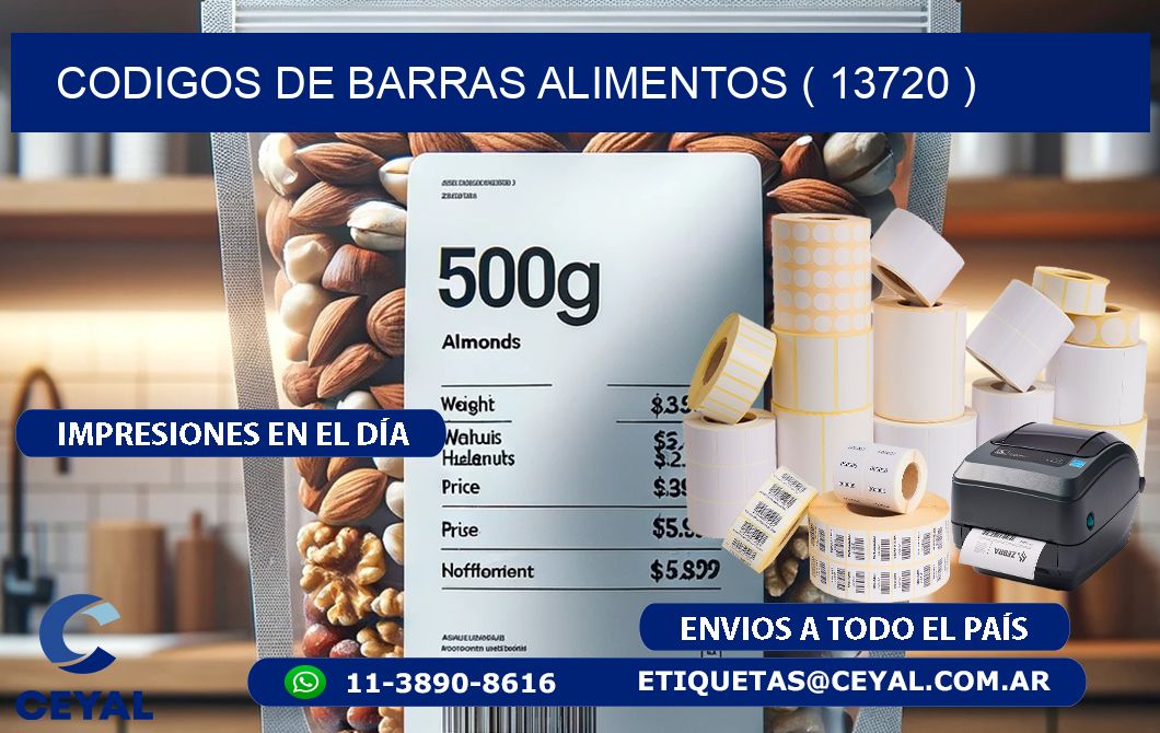 CODIGOS DE BARRAS ALIMENTOS ( 13720 )