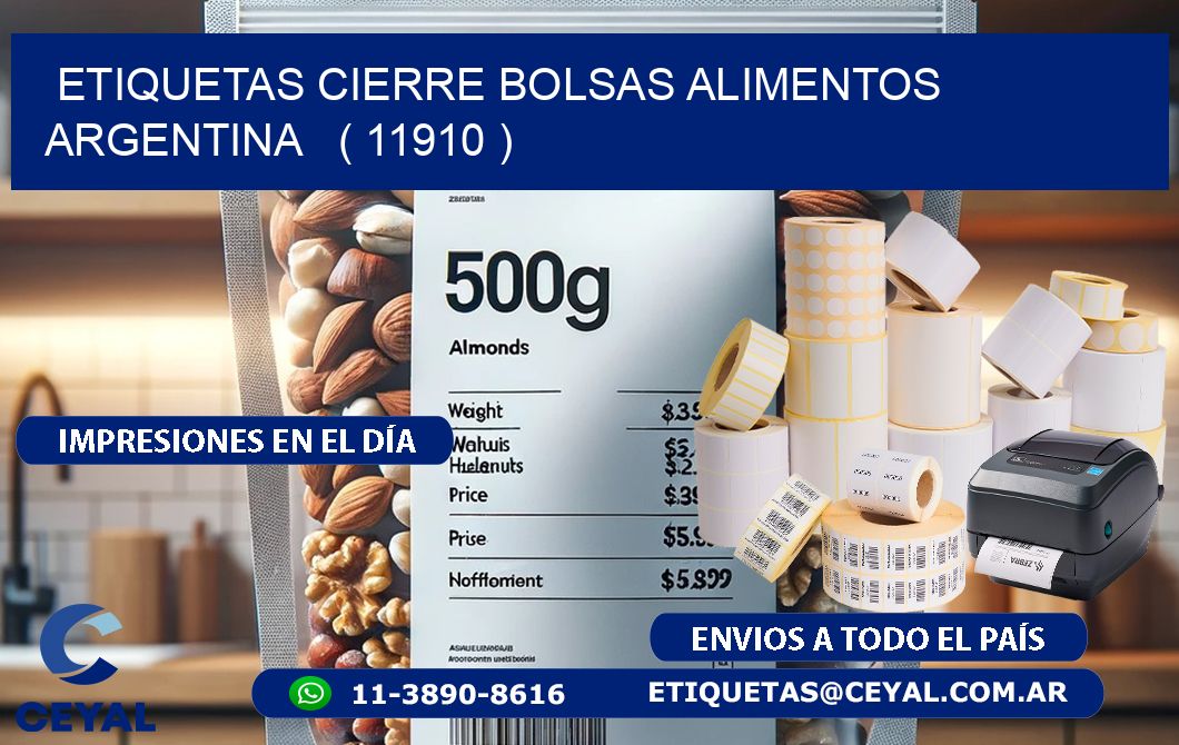 ETIQUETAS CIERRE BOLSAS ALIMENTOS ARGENTINA   ( 11910 )