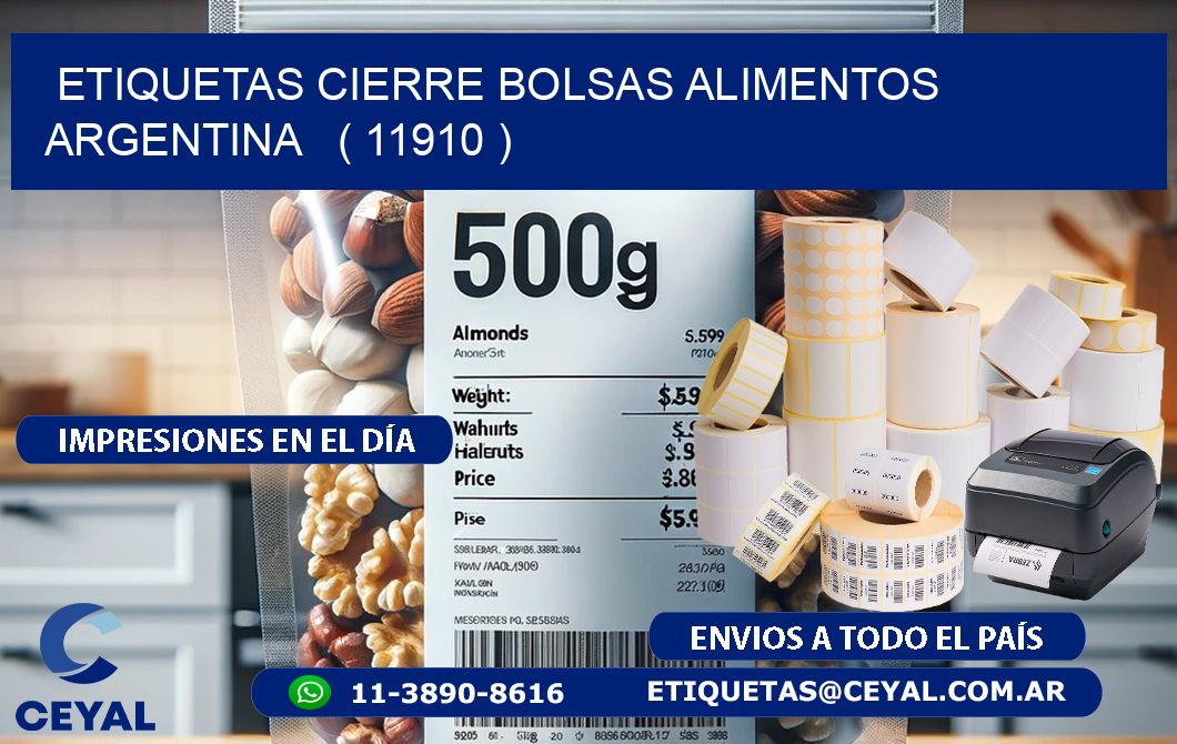 ETIQUETAS CIERRE BOLSAS ALIMENTOS ARGENTINA   ( 11910 )