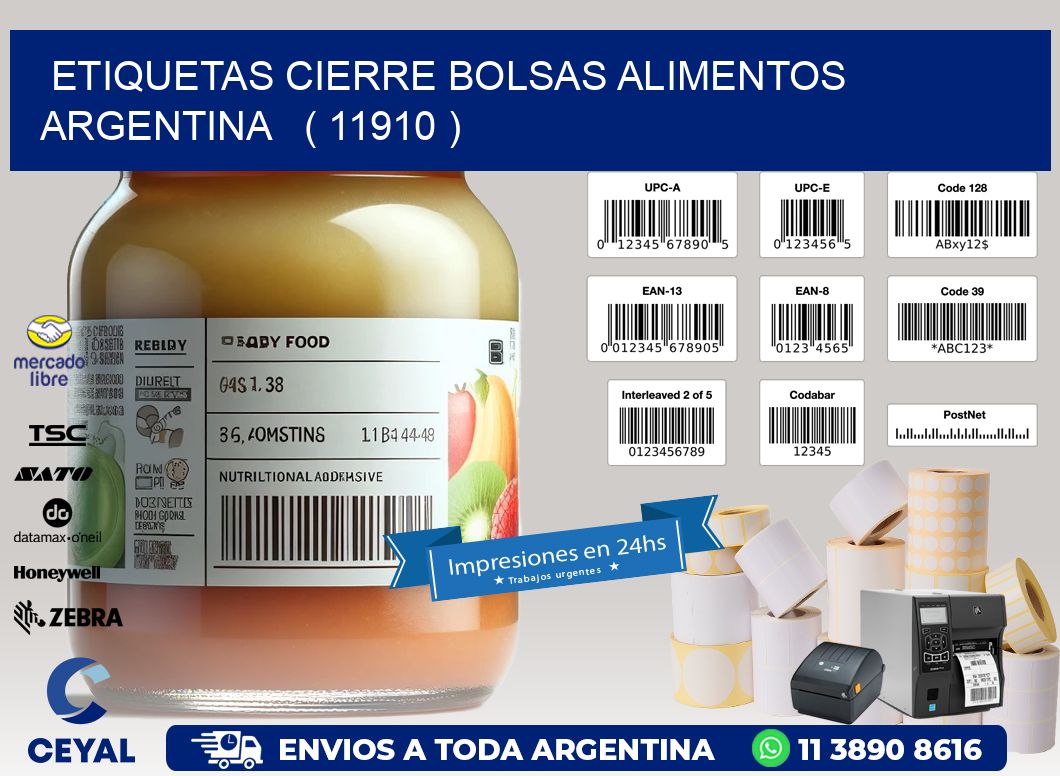 ETIQUETAS CIERRE BOLSAS ALIMENTOS ARGENTINA   ( 11910 )