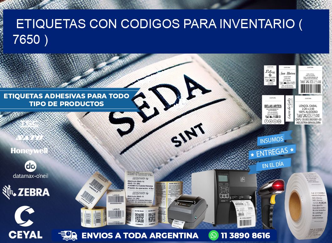 ETIQUETAS CON CODIGOS PARA INVENTARIO ( 7650 )