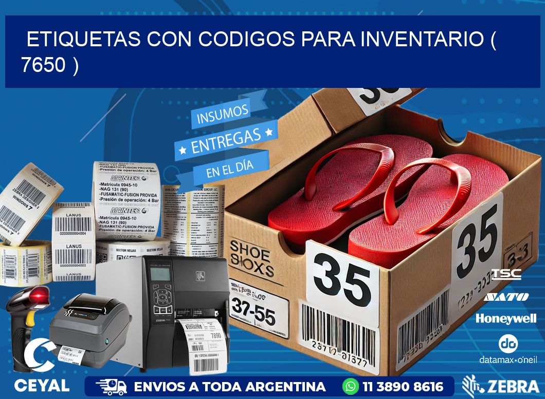 ETIQUETAS CON CODIGOS PARA INVENTARIO ( 7650 )