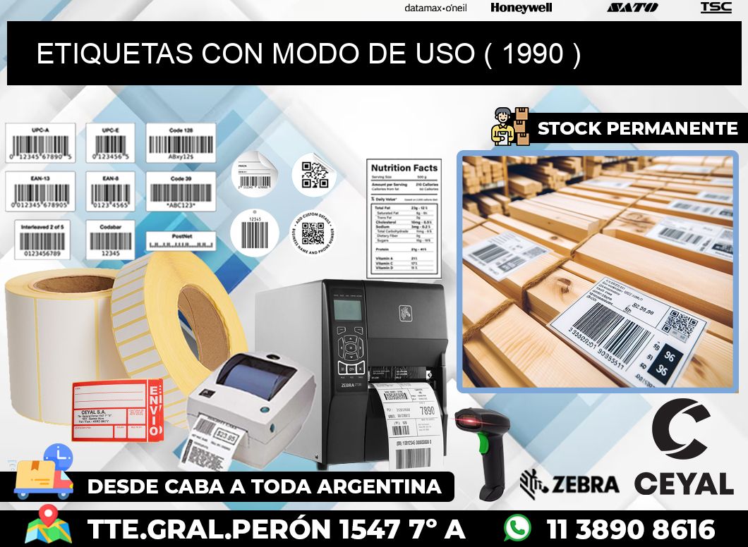 ETIQUETAS CON MODO DE USO ( 1990 )