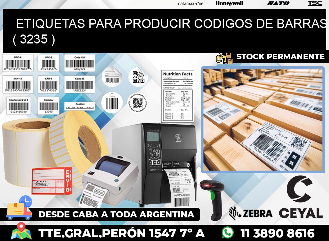 ETIQUETAS PARA PRODUCIR CODIGOS DE BARRAS ( 3235 )