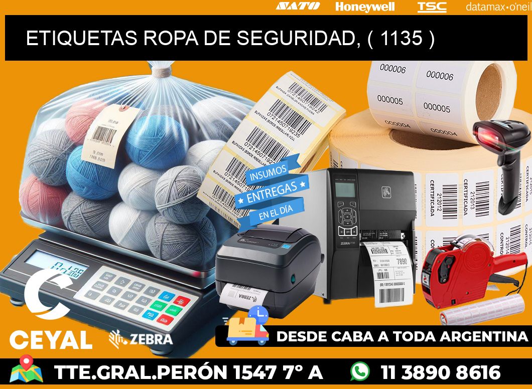 ETIQUETAS ROPA DE SEGURIDAD, ( 1135 )